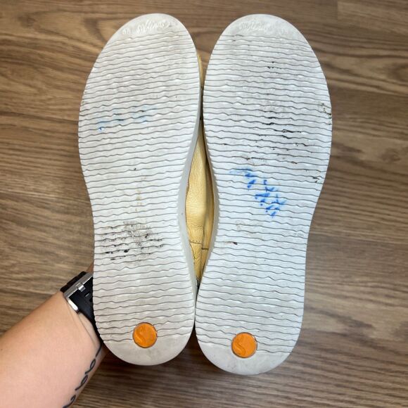 Softinos By Fly London Shoes Womens Sz 38 Yellow Lace Up Peep Toe Shoes Comfort - Picture 7 of 10